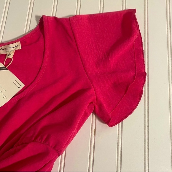 Anthropologie (See You Monday) Women’s Size Small Hot Pink Mini Dress NWT - Picture 9 of 11